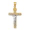 14K Two Tone Gold Diamond Cut Cross Crucifix Pendant Charm Jewelry 42 x 21 mm